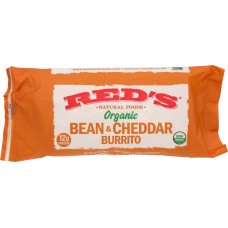 RED'S NATURAL FOODS: Organic Bean, Rice & Cheddar Burrito, 5 oz