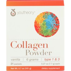 YOUTHEORY: Collagen Powder Vanilla 21 Packets, 5.7 oz
