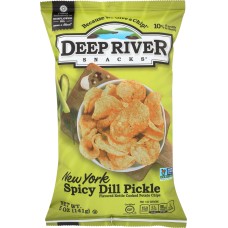 DEEP RIVER: New York Spicy Dill Pickle Kettle Cooked Potato Chips, 5 oz
