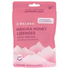 MELORA: Strawberry and Elderberry Manuka Honey Lozenges, 2.1 oz