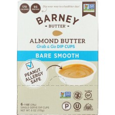 BARNEY BUTTER: Almond Butter Bare Smooth 6x1 oz Single Serve Dip Cups, 6 oz