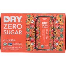 DRY SODA: Zero Sugar Soda Peach Tea 6-12 fl oz, 72 fl oz
