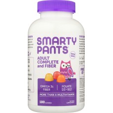 SMARTYPANTS: Adult Complete + Fiber + Multi + Omega 3 + Vitamin D, 180 Gummies