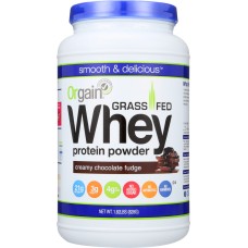 ORGAIN: Whey Protein Powder Chocolate Fudge, 1.82 lb