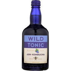 WILD TONIC: Organic Jun-Kombucha Blueberry and Basil, 16 oz