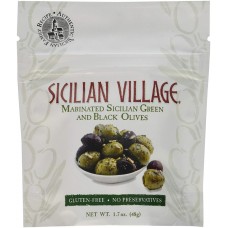 SICILIAN VILLAGE: Olives Green Black Marinated, 1.7 oz