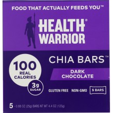 HEALTH WARRIOR: Dark Chocolate Chia Bar 5 Count, 4.40 oz