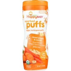 HAPPY BABY: Puff Sweet Potato Carrot Organic, 2.1 oz