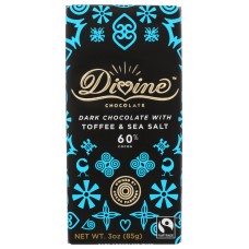 DIVINE CHOCOLATE: Dark Chocolate with Toffee and Sea Salt, 3 oz