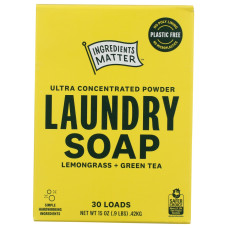 INGREDIENTS MATTER: Lemongrass Green Tea Laundry Powder, 15 oz