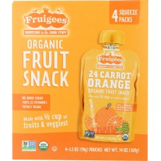 FRUIGEE: Organic Fruit Snack Orange Carrot 4 Pack, 14 oz