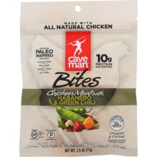 CAVEMAN FOODS: Bites Chicken Meat With Habanero And Green Chili, 2.5 Oz