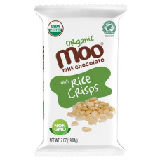MOO ORGANIC CHOCOLATES: Milk Chocolate with Rice Crisps Mini Bars, 0.7 oz