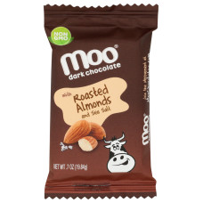 MOO ORGANIC CHOCOLATES: Dark Chocolate with Roasted Almonds and Sea Salt Mini Bars, 0.7 oz