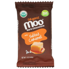 MOO ORGANIC CHOCOLATES: Dark Chocolate with Salted Caramel Mini Bars, 0.7 oz