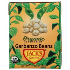 JACKS QUALITY: Bean Grbnzo Lw Sodium Org, 13.4 oz