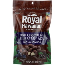 ROYAL HAWAIIAN ORCHARDS: Dark Chocolate Covered Blueberry Acai Macadamia Nuts, 4.5 oz