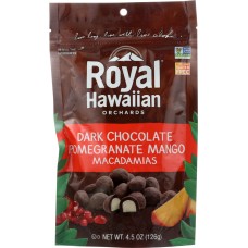 ROYAL HAWAIIAN ORCHARDS: Dark Chocolate Pomegranate Mango Macadamia Nuts, 4.5 oz