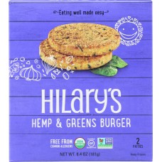 HILARYS EAT WELL: Hemp & Greens Veggie Burger, 6.4 oz
