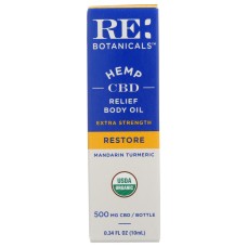 RE BOTANICALS: Mandarin Turmeric Extra Strength Relief Body Oil, 0.34 oz