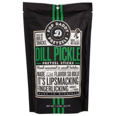 POP DADDY POPCORN & PRETZELS: Dill Pickle Seasoned Pretzels Sticks, 7.5 oz