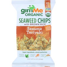 GIMME CHIPS: Organic Seaweed Chips with Brown Rice Teriyaki, 4 oz