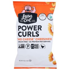 LESSER EVIL: Power Curls "No Cheese" Cheesiness, 4 oz