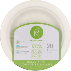 REPURPOSE: Plant Based Heavy Duty Plates 6in, 20 pc