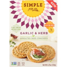 SIMPLE MILLS: Garlic & Herb Sprouted Seed Crackers, 4.25 oz