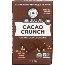 TAZA CHOCOLATE: Cacao Crunch Amaze Dark Chocolate Bar, 2.5 oz
