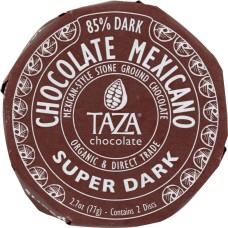 TAZA CHOCOLATE: 85% Super Dark Chocolate Disc, 2.7 oz