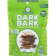 TAZA CHOCOLATE: Toasted Coconut Dark Bark Chocolate Thins, 4.2 oz