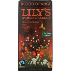 LILYS SWEETS: 70% Extra Dark Chocolate Blood Orange Bar, 2.8 oz