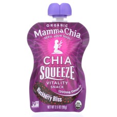 MAMMA CHIA: Organic Chia Squeeze Vitality Snack Blackberry Bliss, 3.5 oz
