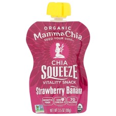 MAMMA CHIA: Organic Chia Squeeze Vitality Snack Strawberry Banana, 3.5 oz