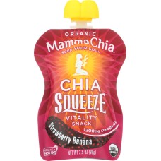 MAMMA CHIA: Organic Chia Squeeze Vitality Snack Strawberry Banana, 3.5 oz
