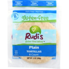 RUDI'S: Gluten-Free Bakery Plain Tortillas 8 Count, 9 oz