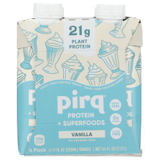 PIRQ: 21g Plant Based Protein Shakes Vanilla 4Pk, 44 fo