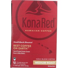 KONA RED: Kona Medium Roast Coffee, 12 ea