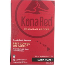 KONA RED: Single Serve Kona Blend Coffee Dark Roast, 12 ea