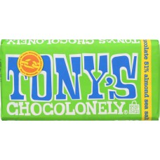 TONYS CHOCOLONEY: Chocolate Dark Almond Sea Salt Bar 51%, 6 oz