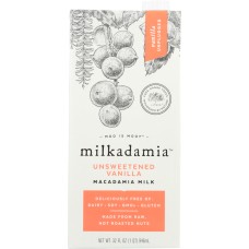 MILKADAMIA: Unsweetened Vanilla Macadamia Milk, 32 fl oz