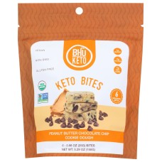 BHU FOODS: Peanut Butter Chocolate Chip Cookie Dough Bites, 5.29 oz