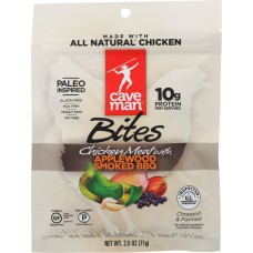 CAVEMAN FOODS: Bites Chicken Meat With Applewood Smoked, 2.5 Oz