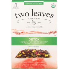 TWO LEAVES & A BUD: Organic Detox Herbal Tea for Recovery, 15 bg