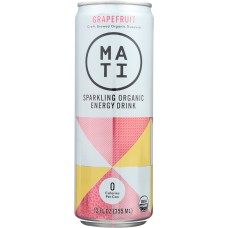MATI ENERGY: Sparkling Organic Energy Drink Grapefruit, 12 fl oz