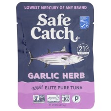 SAFECATCH: Elite Garlic Herb Wild Tuna in Pouch, 2.60 oz
