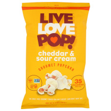 LIVE LOVE POP: Cheddar & Sour Cream Popcorn, 4.4 oz LIVE LOVE POP: Cheddar & Sour Cream Popcorn, 4.4 oz