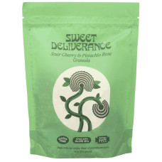 SWEET DELIVERANCE: Sour Cherry and Pistachio Rose Granola, 8 oz SWEET DELIVERANCE: Sour Cherry and Pistachio Rose Granola, 8 oz