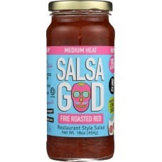 SALSA GOD: Salsa Medium Fire Roasted Red, 16 oz